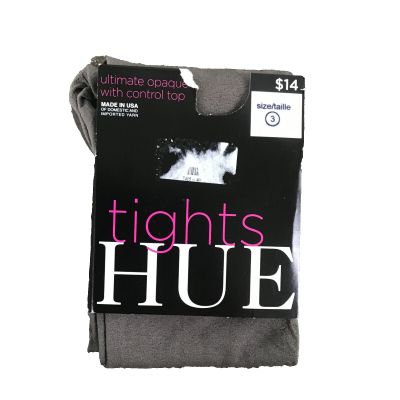 Hue Women Ultimate Opaque Tights Control Top 1 Pair Sz 3 Seal Gray